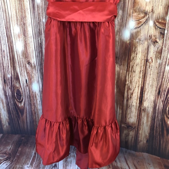 Max & Cleo Orange Red Ruffle Hem Dress - Picture 4 of 8